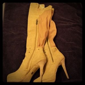 Over the knee taupe boots